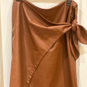 ELOQUII vegan leather plus size faux wrap skirt